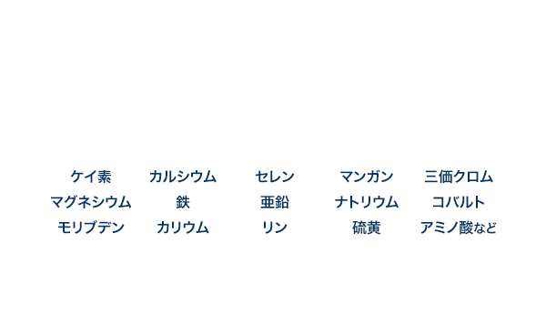 特徴1 - 人に必須の微量ミネラルが豊富