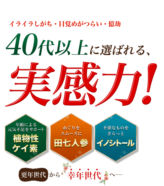 健康・美容の専門家が大注目の水溶性ケイ素＆田七！！リピート率93％ 更年世代から幸年世代へ―。40代以上に選ばれる、実感力！